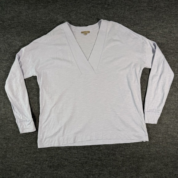 ANTHROPOLOGIE Lilla P Blue V Neck Cotton Soft Shirt Top Women's Large - Picture 2 of 9